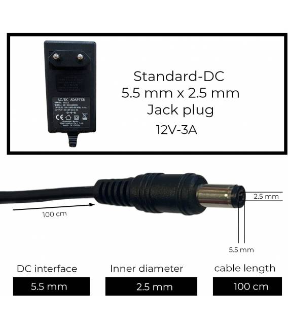 ALIMENTATION 5.5X2.5MM 12V 3A