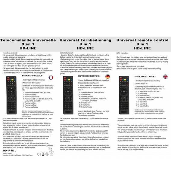 Télécommande 9/1 pour décodeur satellite Redline Géant Istar HD-Line Tiger Samsat...