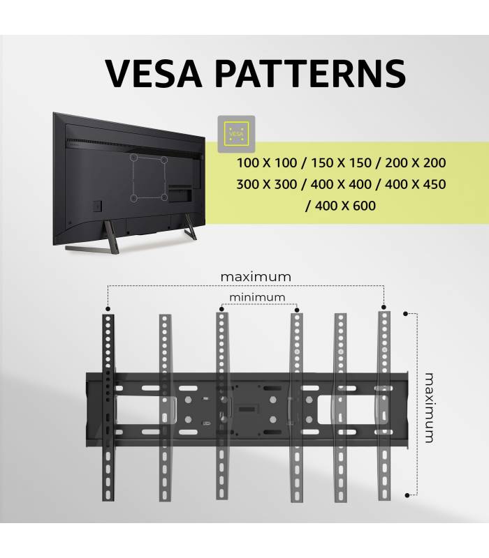 Support Mural TV pour 32-70 Pouces de Plat LCD LED Téléviseurs, Support TV  Mural Orientable et Inclinable,VESA Max 400×400mm Capacité Max 40kg :  : High-Tech