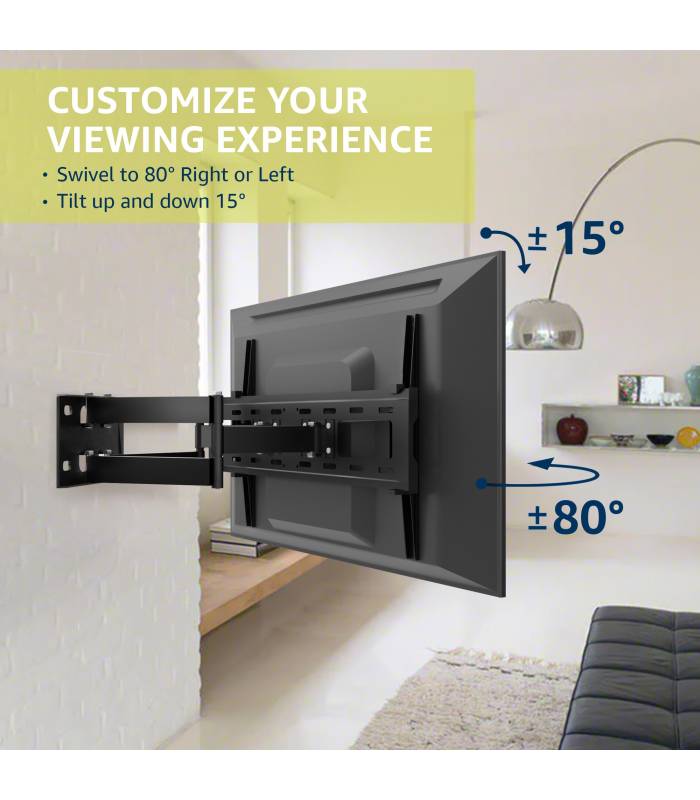 Support Mural TV pour Téléviseurs LCD LED Plasma Plats 32 à 75 Pouces,  Inclinable avec Max VESA 600x400 mm Charge 50 kg - BFSAT