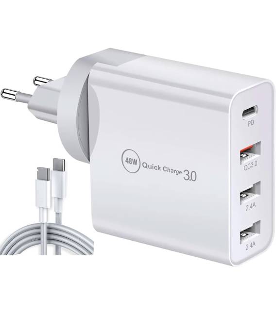 ADAPTEUR 48W + CABLE TYPC 3M 1X TYPC 3X USB