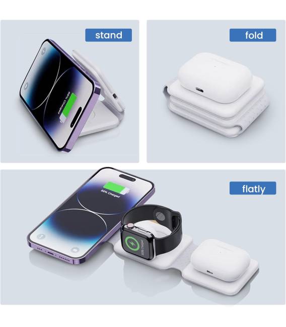 BLANCHE chargeur wireless 3 en 1 sans Fil