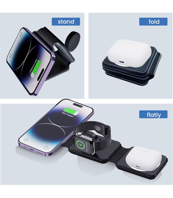 NOIR Chargeur wireles 3 en 1 sans Fil