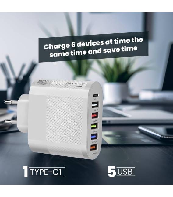 chargeur usb A5 port typ c 1 blanche 