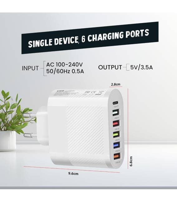 chargeur usb A5 port typ c 1 blanche 