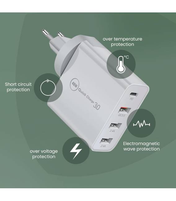 ADAPTEUR 48W 1X TYPC 3X USB
