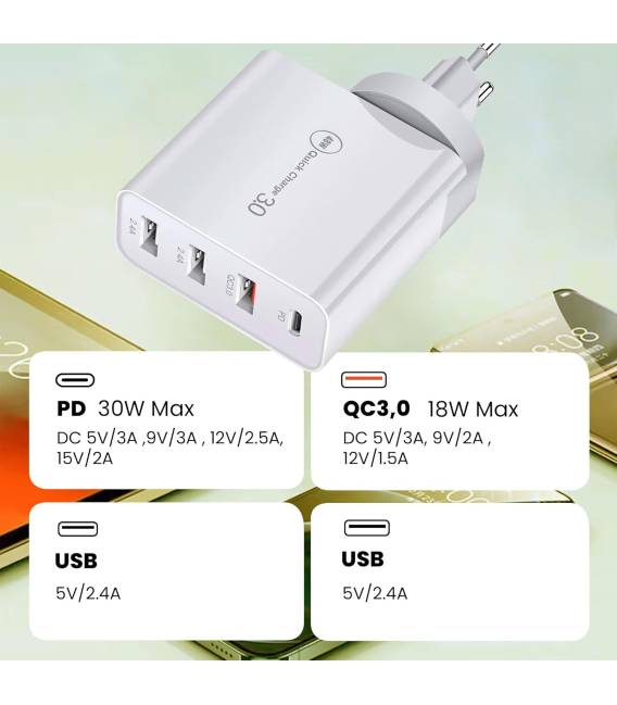 ADAPTEUR 48W 1X TYPC 3X USB