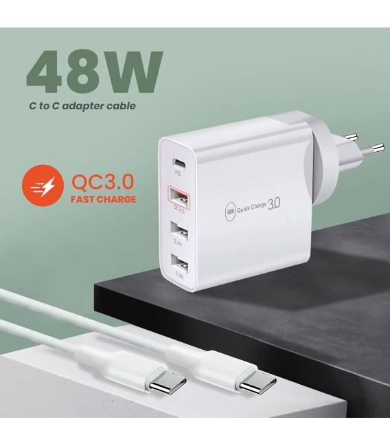ADAPTEUR 48W 1X TYPC 3X USB