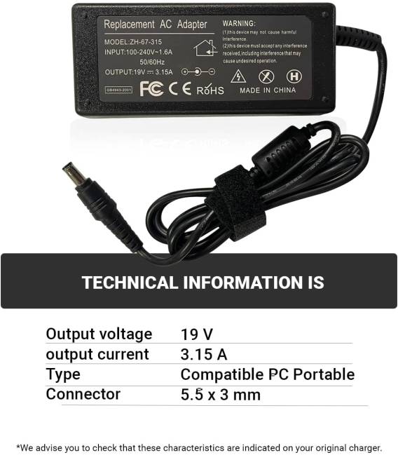 POWER SUPPLY 19V 4.74A - Connector 7.4 x 5 mm