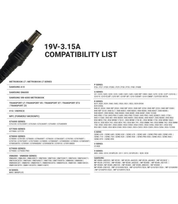 POWER SUPPLY 19V 4.74A - Connector 7.4 x 5 mm
