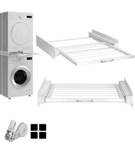 Kit de Lwt2 Superposition Universel Cadre avec Tablette Coulissante pour Lave-Linge Sèche-Linge Standard 60 cm Machine à Laver A