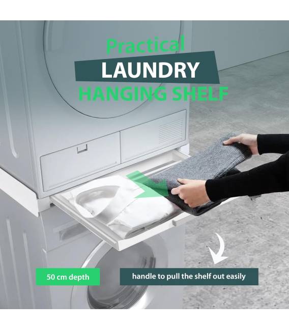 Kit de Lwt2 Superposition Universel Cadre avec Tablette Coulissante pour Lave-Linge Sèche-Linge Standard 60 cm Machine à Laver A