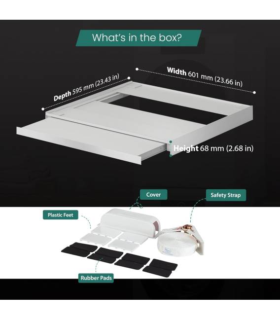 Kit de LWS1 Superposition Universel Cadre avec Tablette Coulissante pour Lave-Linge Sèche-Linge Standard 60 cm Machine à Laver A