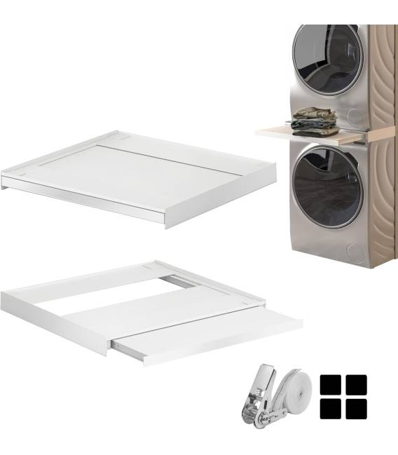 Kit de LWS1 Superposition Universel Cadre avec Tablette Coulissante pour Lave-Linge Sèche-Linge Standard 60 cm Machine à Laver A