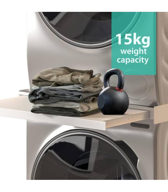 Kit de LWS1 Superposition Universel Cadre avec Tablette Coulissante pour Lave-Linge Sèche-Linge Standard 60 cm Machine à Laver A