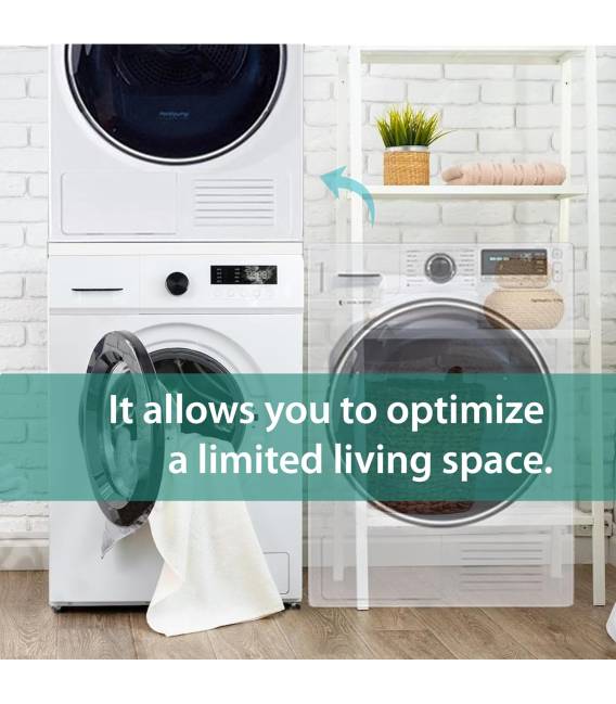 Kit de LWS1 Superposition Universel Cadre avec Tablette Coulissante pour Lave-Linge Sèche-Linge Standard 60 cm Machine à Laver A