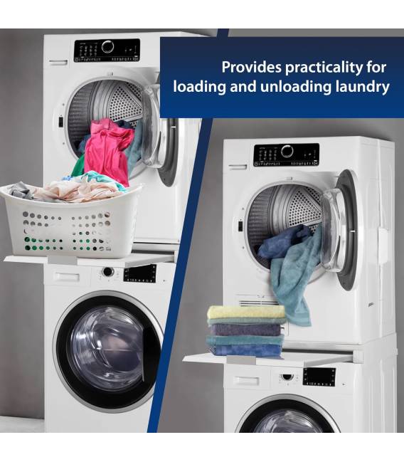 Kit de Lwt1 Superposition Universel Cadre avec Tablette Coulissante pour Lave-Linge Sèche-Linge Standard 60 cm Machine à Laver A