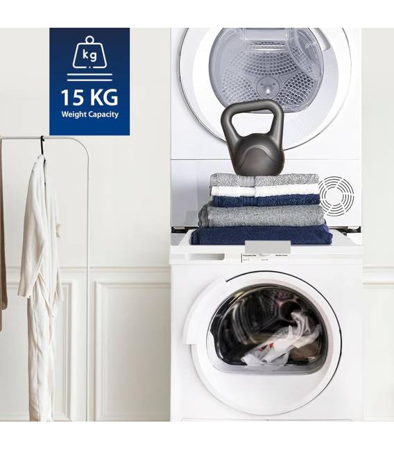 Kit de Lwt1 Superposition Universel Cadre avec Tablette Coulissante pour Lave-Linge Sèche-Linge Standard 60 cm Machine à Laver A