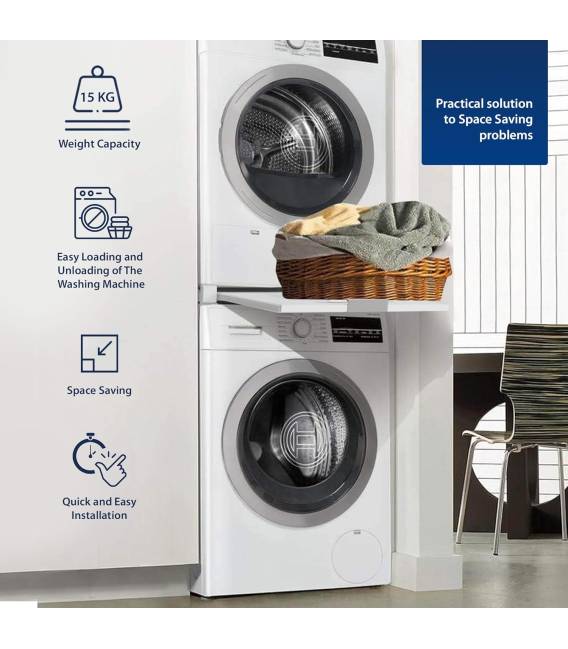 Kit de Lwt1 Superposition Universel Cadre avec Tablette Coulissante pour Lave-Linge Sèche-Linge Standard 60 cm Machine à Laver A