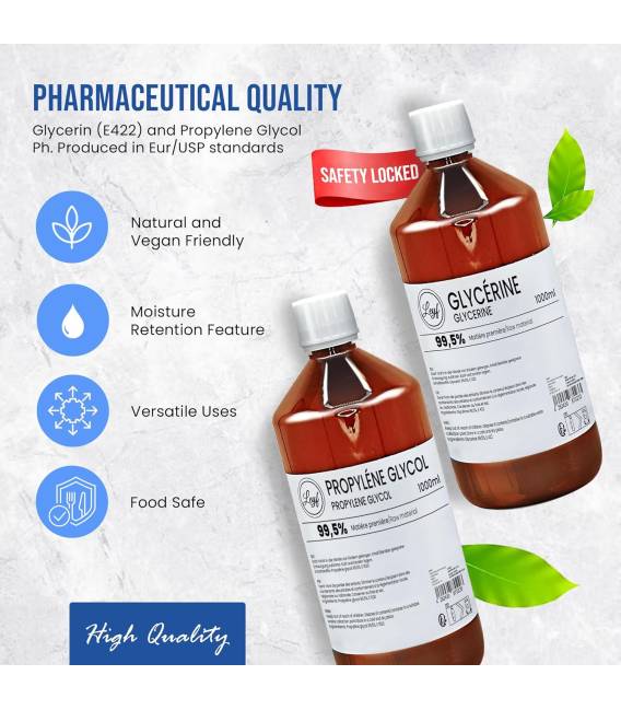 Propylene glycol 1000ml + Glycerine 1000ml