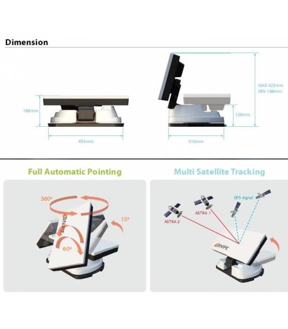 SELFSAT SNIPE parabole camping full automatique pour mobile camping 