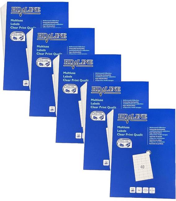 5X a4 étiquettes HD-LINE 40 feuille Autocollant 52,5mm x 29,7mm 100 pcs