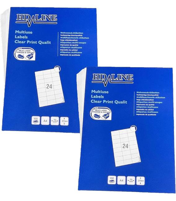 2X a4 24 étiquettes HD-LINE feuilleAutocollant 70mm x 37mm 100 pcs