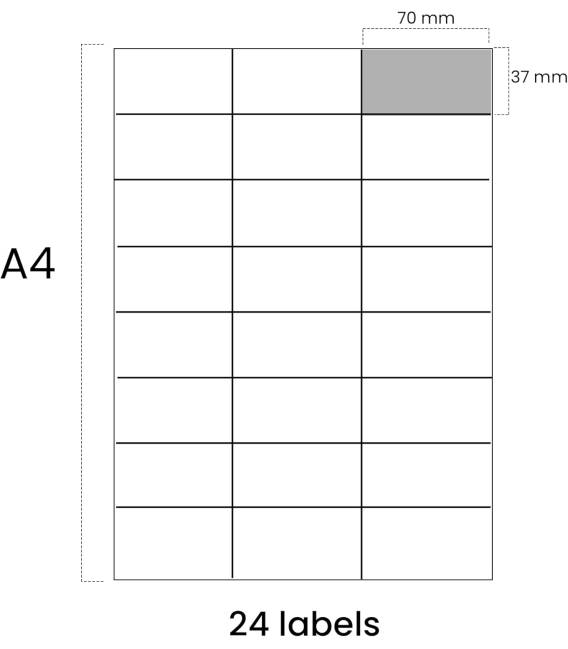 5X a4 24 étiquettes HD-LINE feuilleAutocollant 70mm x 37mm 100 pcs