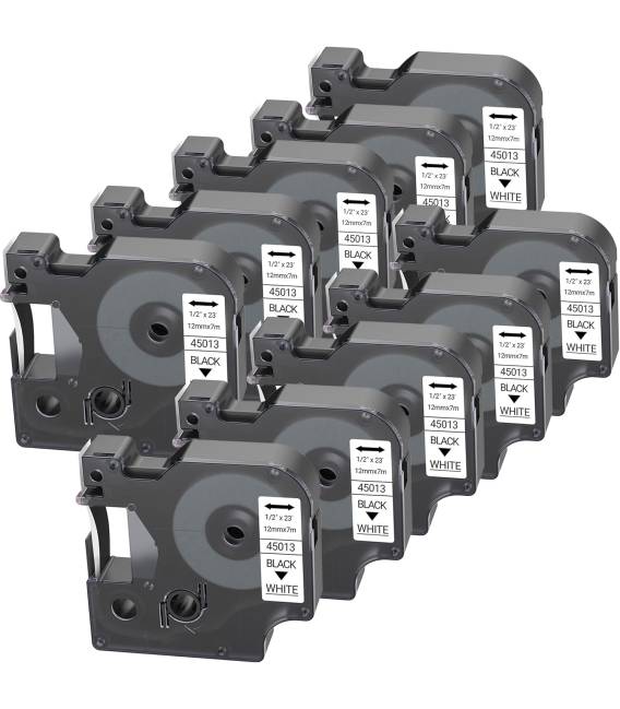 45013 Ruban 10x Dymo Rubans d'étiquettes pour Dymo LabelMan