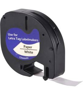 91200 Ruban 1X compatible pour Dymo LetraTag Ruban Plastique 12mm x 4m, Recharge