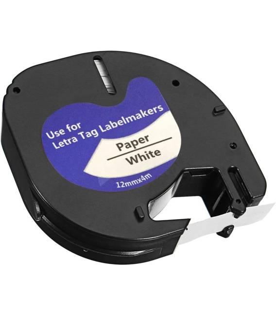 91200 Ruban 1X compatible pour Dymo LetraTag Ruban Plastique 12mm x 4m, Recharge