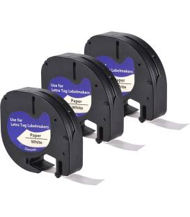 91200 Ruban 3X compatible pour Dymo LetraTag Ruban Plastique 12mm x 4m, Recharge