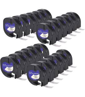 91200 Ruban 24X compatible pour Dymo LetraTag Ruban Plastique 12mm x 4m, Recharge