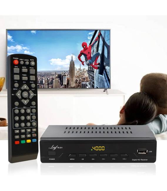 LEYF PA-2211 Décodeur TNT, Full HD 1080p, Chaînes gratuites, DVB T2, Tuner TNT