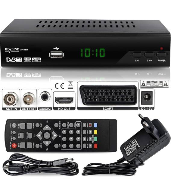 Echosat 2910 S DVB-T/T2 Decodeur Tnt — ✓Full HD [ 1920 x 1080 ] ✓HDMI ✓MPEG-4 ✓AVC ✓MPEG-2 MP ✓1080i ✓1080P Standard ✓ Péritel ✓