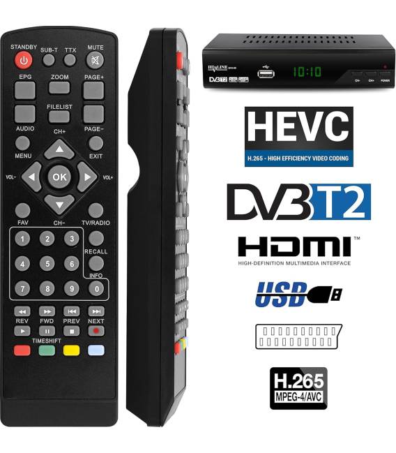 Echosat 2910 S DVB-T/T2 Decodeur Tnt — ✓Full HD [ 1920 x 1080 ] ✓HDMI ✓MPEG-4 ✓AVC ✓MPEG-2 MP ✓1080i ✓1080P Standard ✓ Péritel ✓