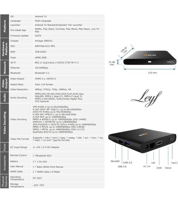 WZONE + CLAVIER OTT BOX ANDROID
