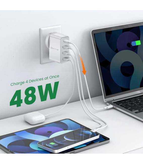 ADAPTEUR 48W + CABLE TYPC 1M 1X TYPC 3X USB