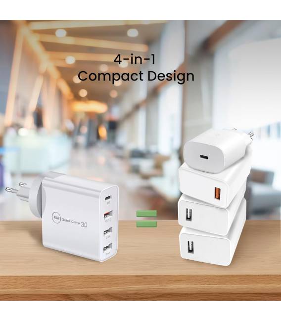 ADAPTEUR 48W + CABLE TYPC 3M 1X TYPC 3X USB