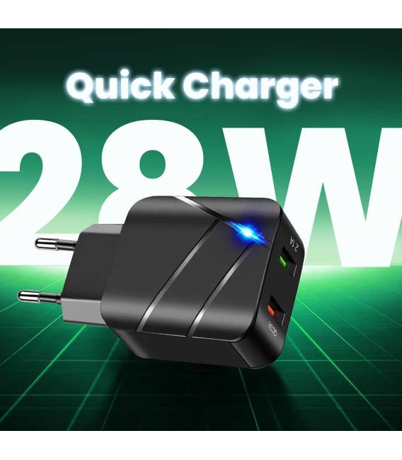  2 USB A 40W NOIR chargeur