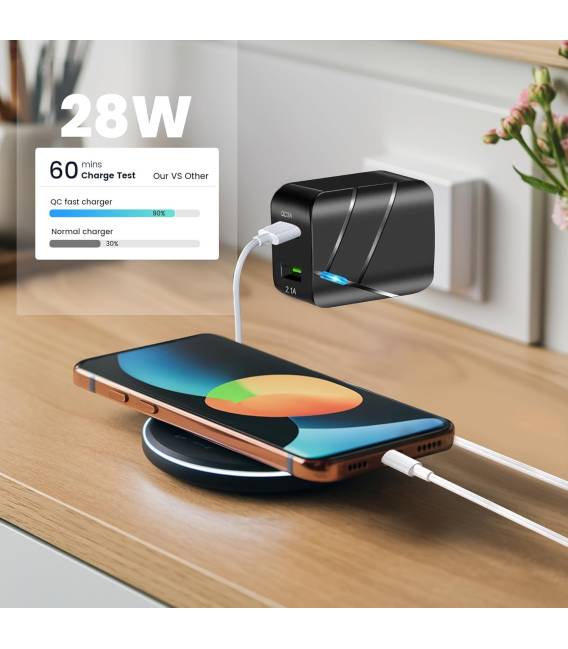  2 USB A 40W NOIR chargeur