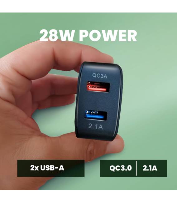  2 USB A 40W NOIR chargeur