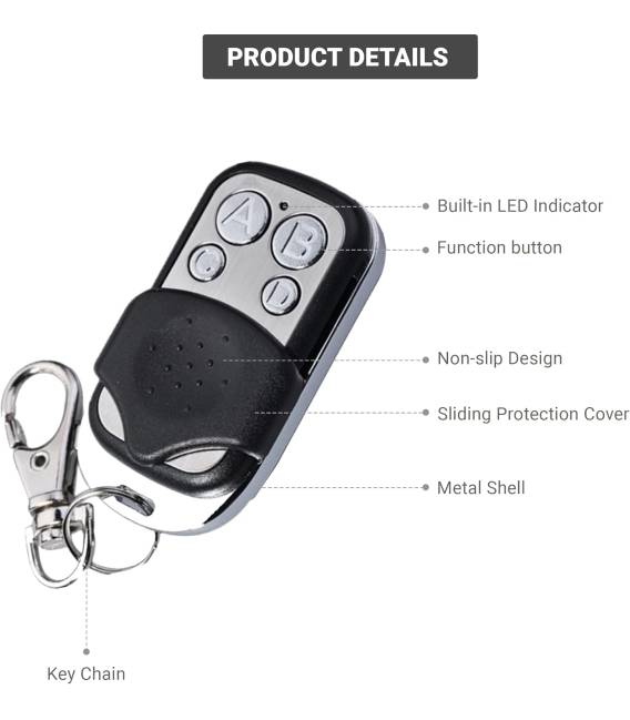 2X Universal remote control 433 MHZ 4 buttons