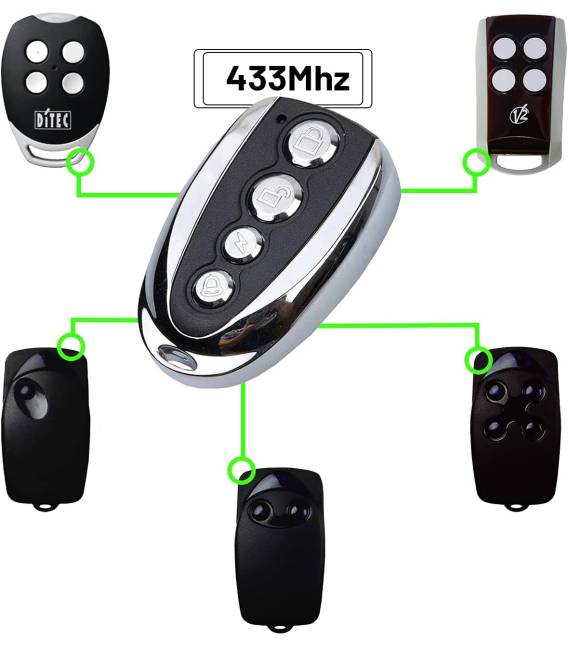 3XDitec, V2 , Nice Flor-s telecommande universelle 433 MHZ Porte de Garage / Portail Alarme 4 boutons