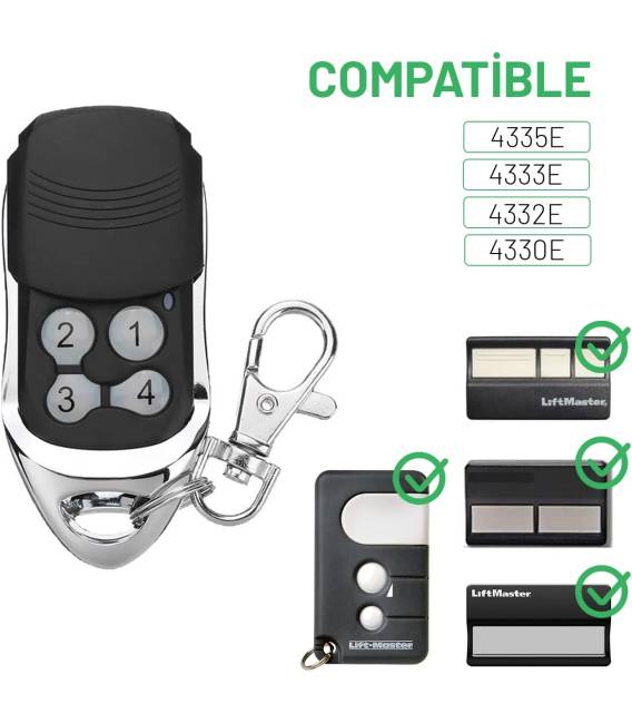 5 xLiftmaster ✓4330E ✓4332E ✓4333E ✓4335E Telecommande Universelle de Portail — Telecommande Garage [ 433,92 Mhz ] — 4 Canal