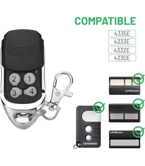 2X Liftmaster ✓4330E ✓4332E ✓4333E ✓4335E Telecommande Universelle de Portail — Telecommande Garage [ 433,92 Mhz ] — 4 Canal