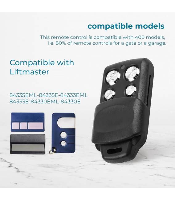 HD-LINE Telecommande Universelle de Portail pour Sommer — Compatible avec Liftmaster ✓84335EML ✓ 84335E ✓ 84333EML ✓ 84333E ✓ 84