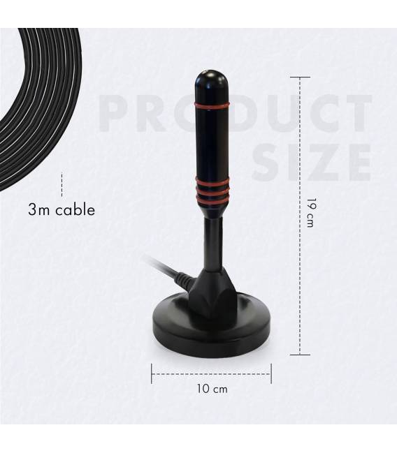 HD-LINE HD-980T Antenne terrestre TNT HD DVB-T / DVB-T2 intérieure - Gain 30dB - Portable