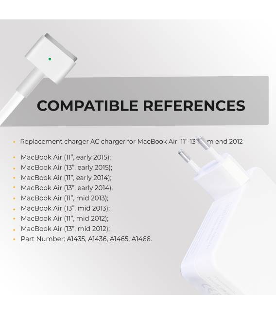 OEM 45W T 14.85V 3.05A Chargeur pour Apple Fiche T Magsafe 2 MacBook 13" 15" Alimentation compatible pour nombreux modèles
