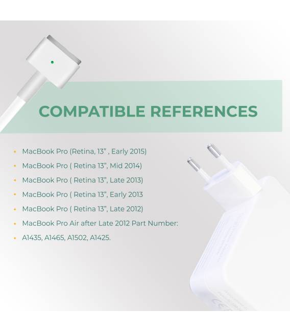 OEM 60W T 16.5V 3.65A Chargeur pour Apple Fiche T Magsafe 2 pour MacBook 13" 15" Alimentation compatible pour nombreux modèles